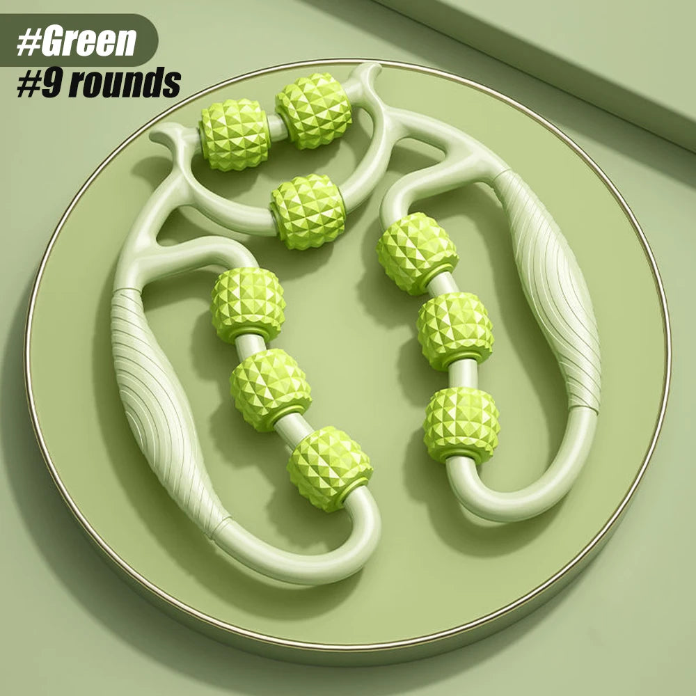 Muscle Massage Roller for Neck and Leg – Deep Tissue Recovery Tool Relaxation Treatment Green-9 rounds Tidesmit