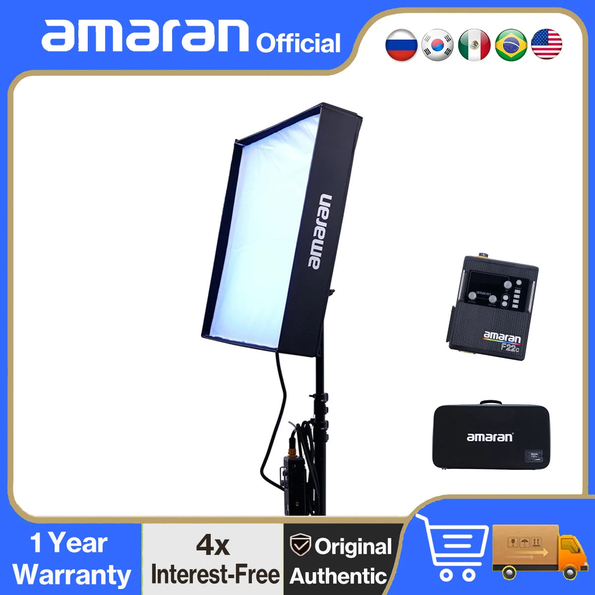 Amaran F22c RGBWW LED Video Light Mat 200W - Adjustable Color Temperature Tidesmit