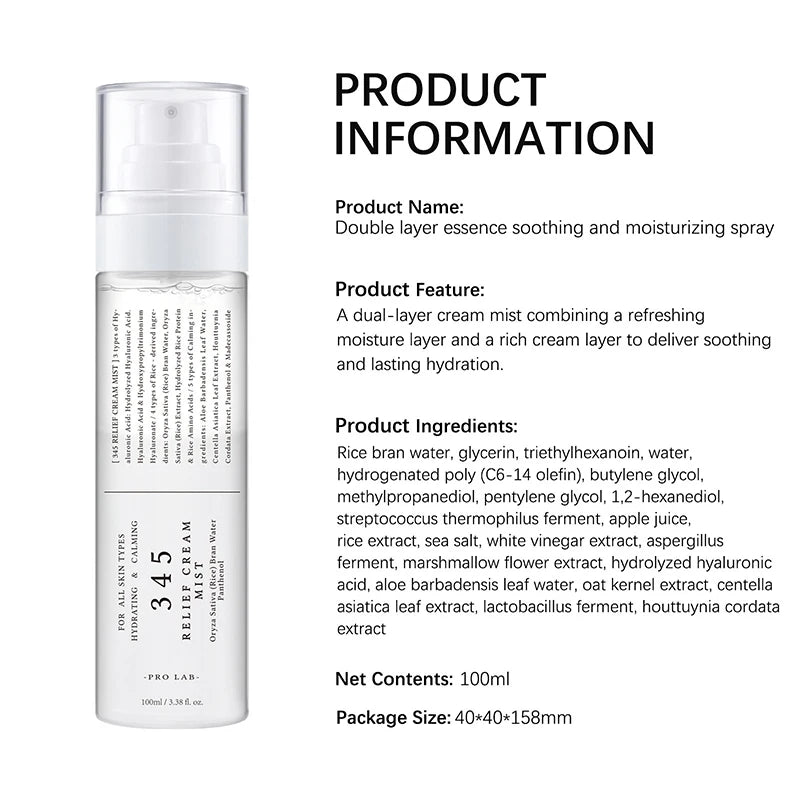 345 Relief Face Cream Blemish Care Pdrn Niacinamide Relief Mist Hydration Dry Skin Soothing & Firming Eye Cream Recovery Set