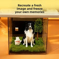 Clear acrylic 3D pet projection house displaying a dog hologram for personalized pet keepsakes and creative souvenirs.