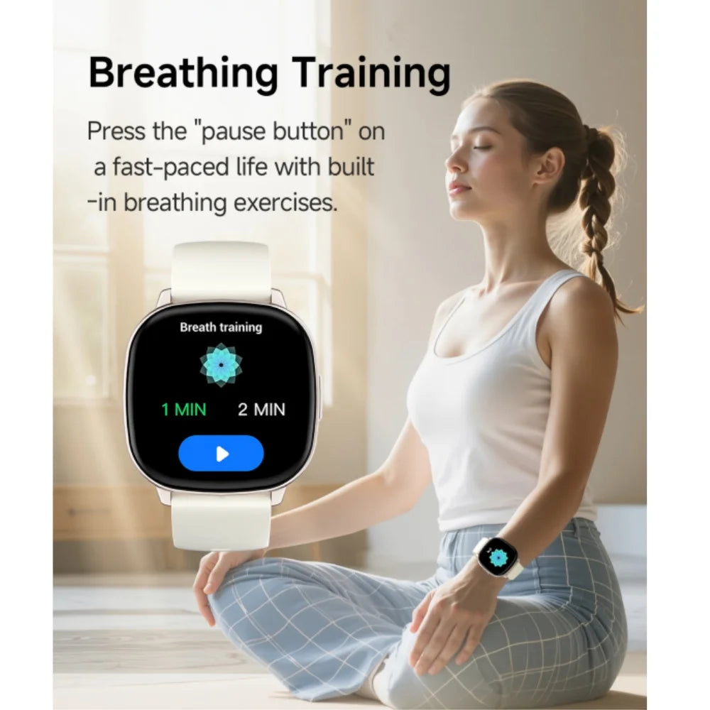2026 New Fashion HD17 Air Smart Watch for Unisex Breathing Training Heart Rate Sleep Pressure Monitoring Waterproof BT Calling
