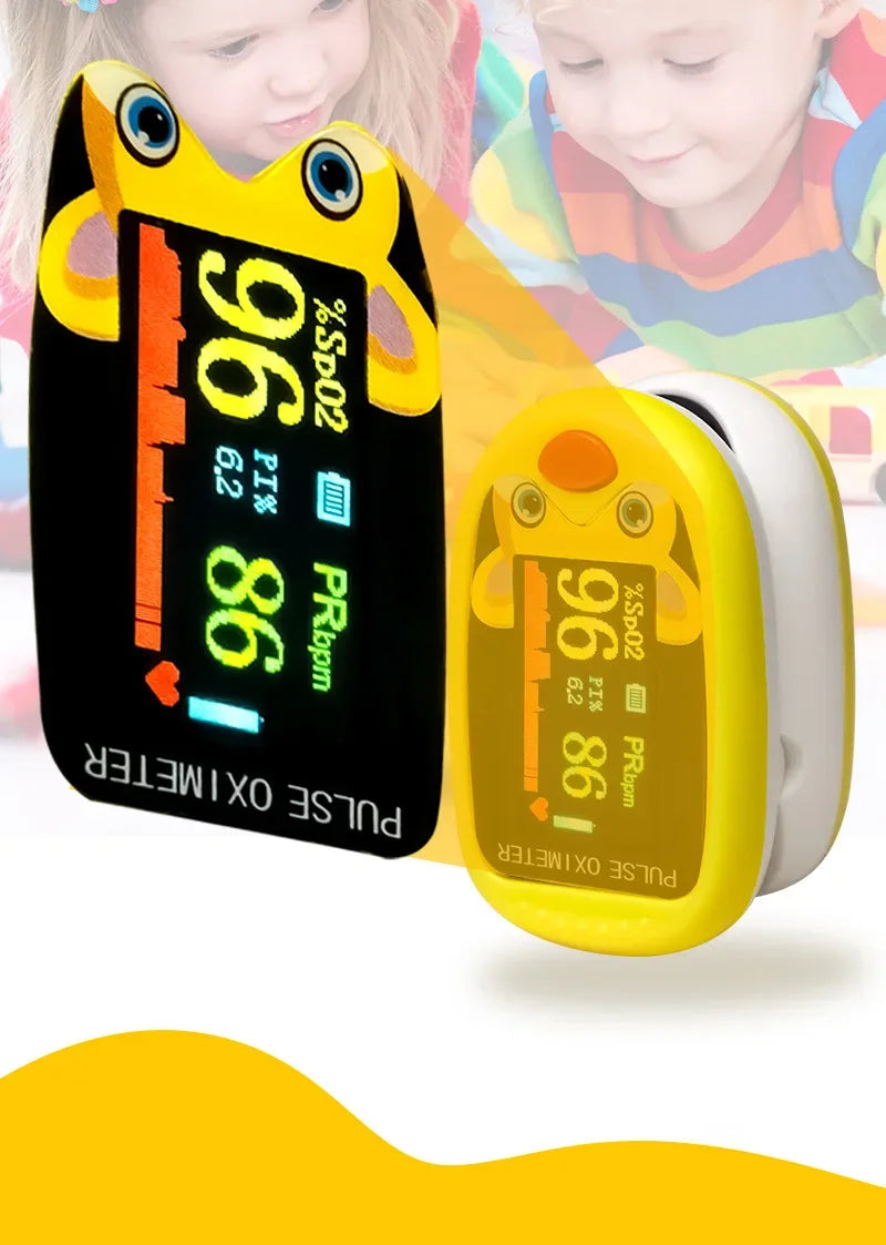 USB Pediatric Oximeter Finger Blood Oxygen Monitor for Children Pulse Oximeter OLED Digital Oximetro Home Medical Thermometer