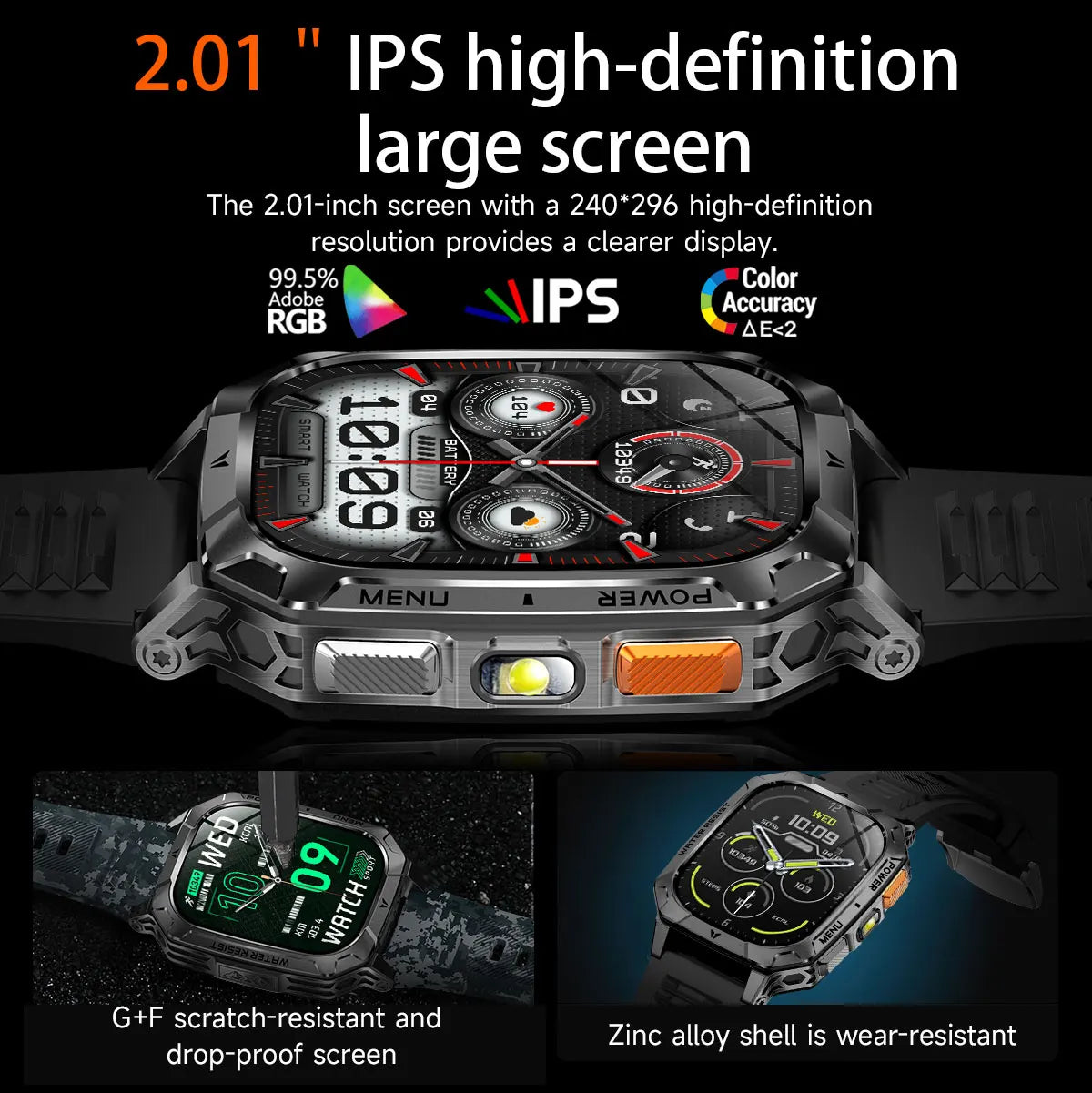 2026 New 1400mAh Big Battery Smart Watch Men Outdoor GPS Flashlight 10ATM Waterproof Bluetooth Call AMOLED HD Sports Smartwatch