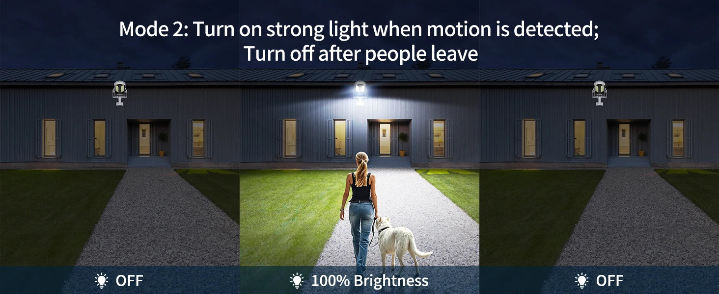 Intelamp Solar Street Lights Outdoor Lamp 3000LM 12500mAh With Two Motion Sensors Super Large Solar Panel For Garden Yard Path