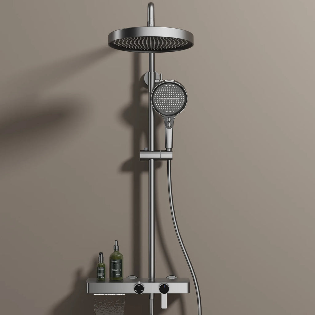 KEMAIDI Bathroom Shower System Set Hot and Cold Control Multifunctional Knobbed Triple Function Shower Set with Hand Shower