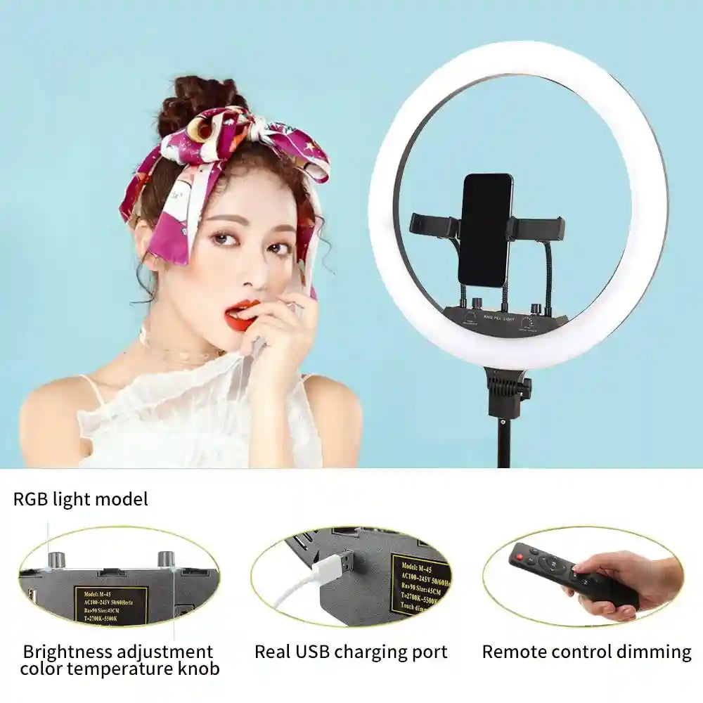 18 Inch RGB Ring Light with Tripod for Professional Content Creation Tidesmit