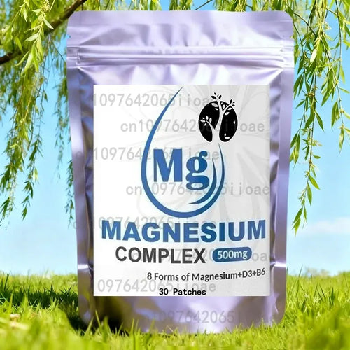 Magnesium Compound 30 Patches: Magnesium Glycinate complex with D3, B6, Taurine, and Citric Acid for maximum absorption.