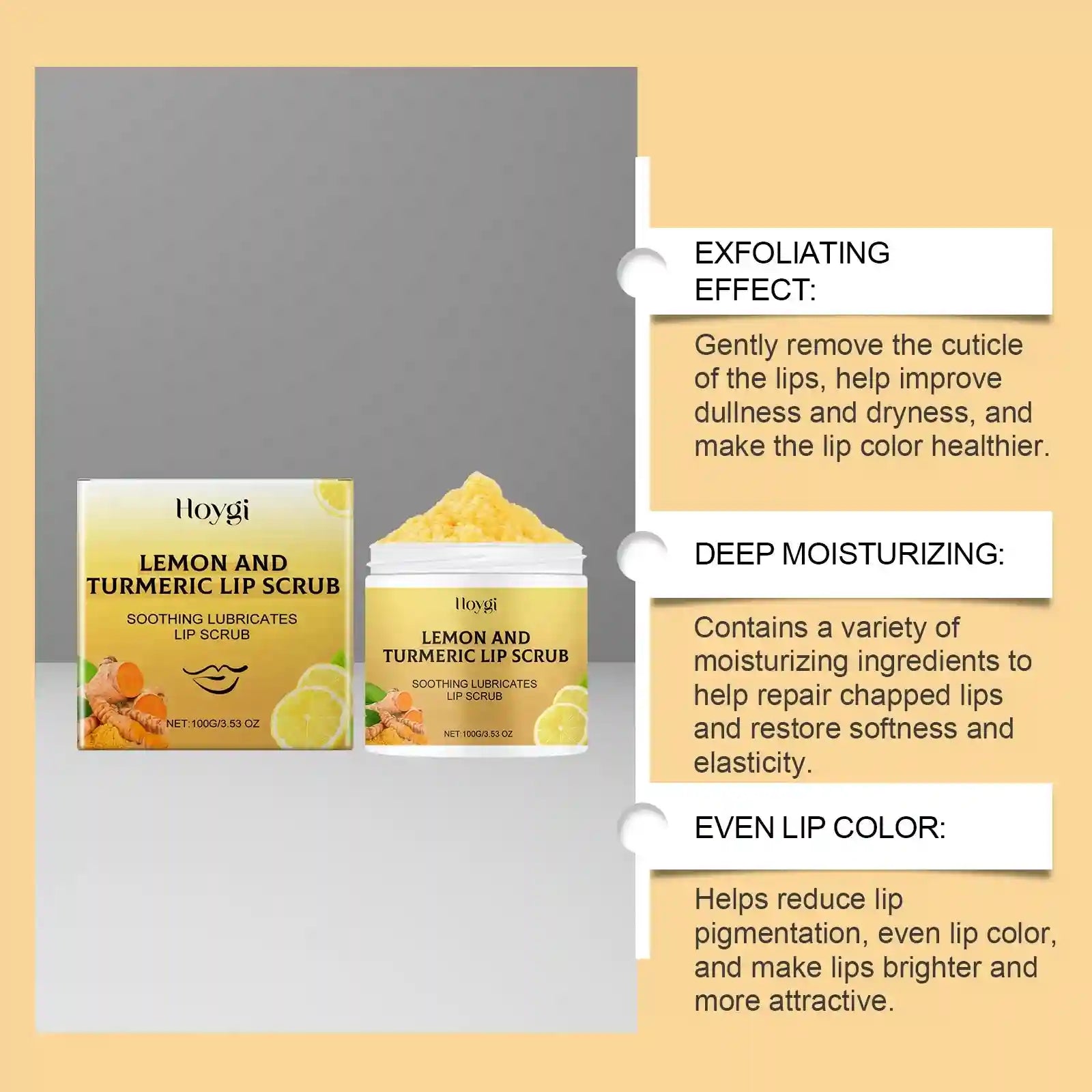 Turmeric Lemon Lip Scrub for Smoothing and Deep Hydration Lip Care Tidesmit