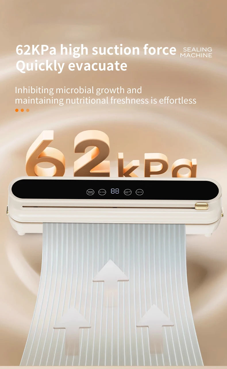 2026 New Electric Vacuum Sealer Built‑in Cutter Dry Wet Mode Automatic Food Sealer Kitchen Food Preservation Packaging Machine