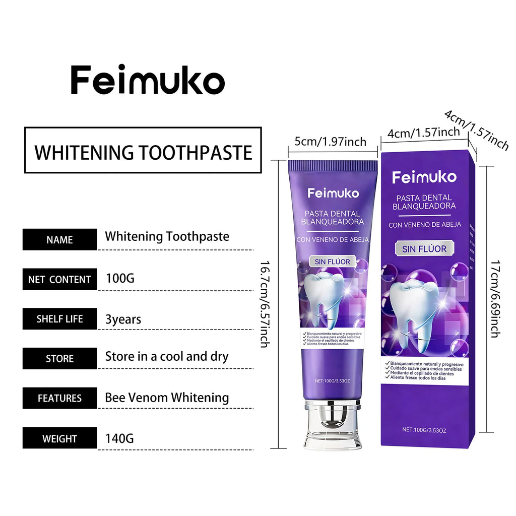 Tidesmit Bee Venom purple toothpaste with hydroxyapatite for teeth whitening and stain removal