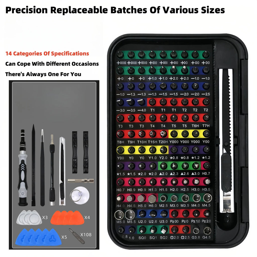 132 In 1 Multi-Function Precision Screwdriver Tool Set Repair Laptop Computer Mobile Phone Disassembly Special Storage Box