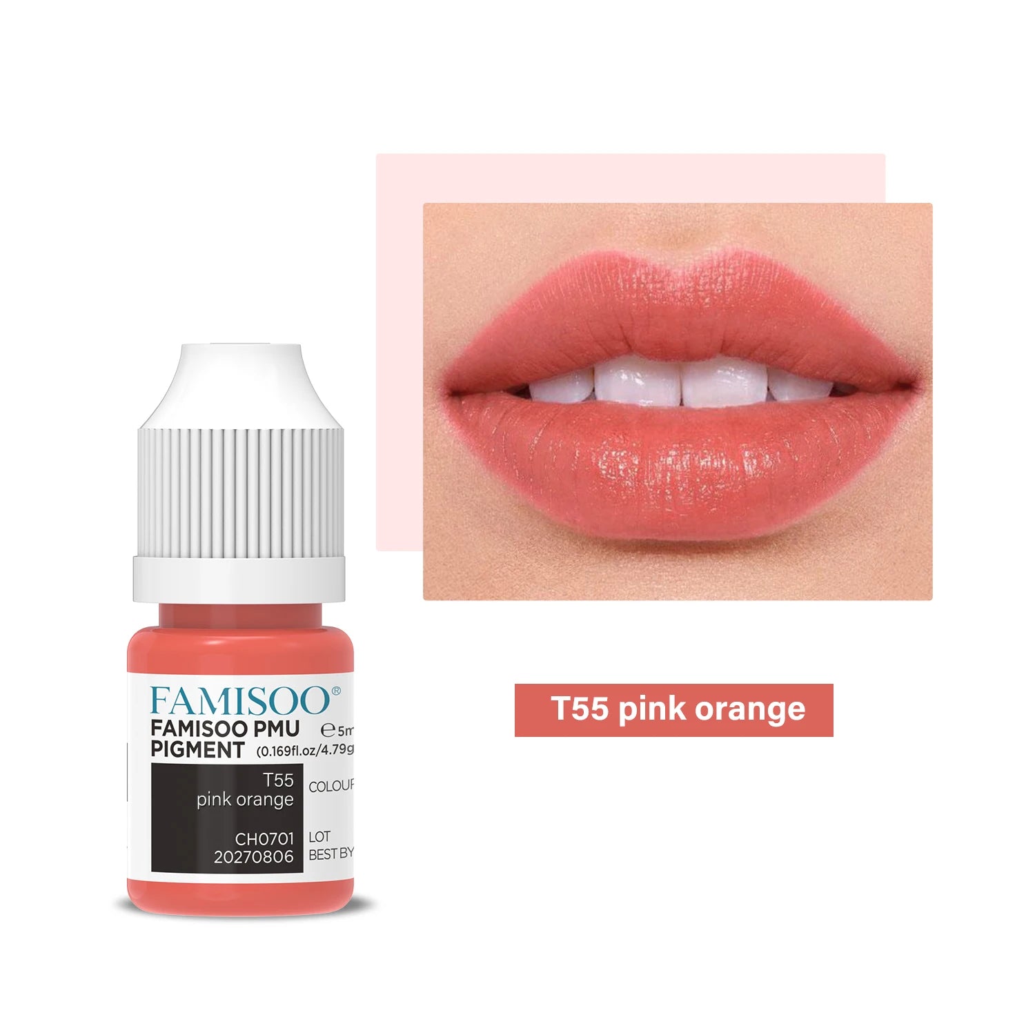 Permanent Makeup Pigment 5ml | Professional PMU Lip & Brow Ink Permanent Makeup Machines T55 Peach China Mainland Tidesmit