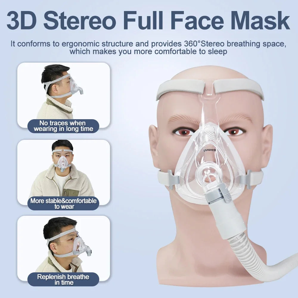 Yuwell YF-01 Cpap Mask Cpap Full Mask Sleep Apnea Mouth And Full Mask With Headgear For Cpap Bipap Machines For Sleep Apnea