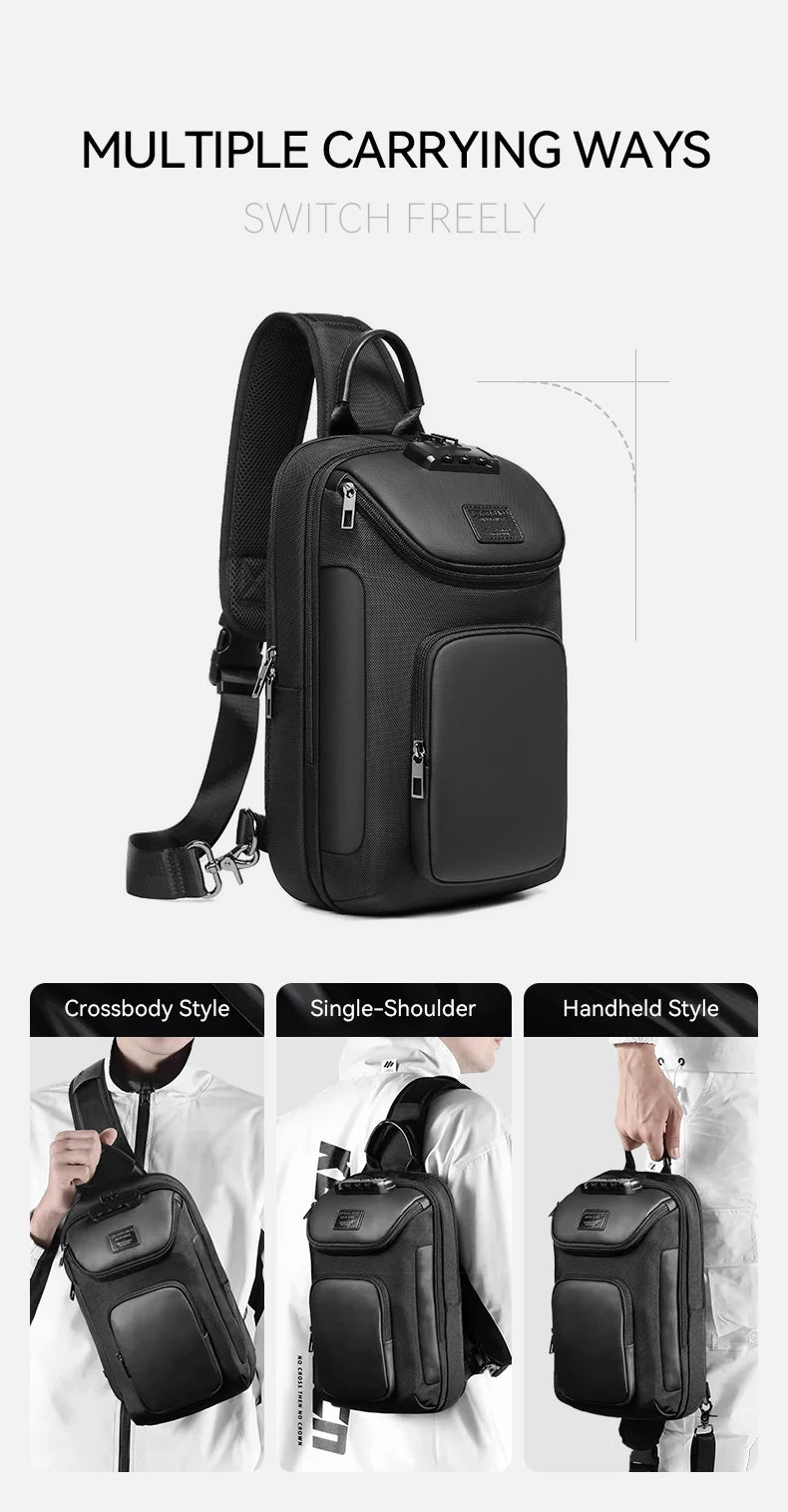 ReeYee N6 6L Sling Chest Bag, Combination Lock Security Crossbody Pack, Unique Design with Smart Organization Compartments