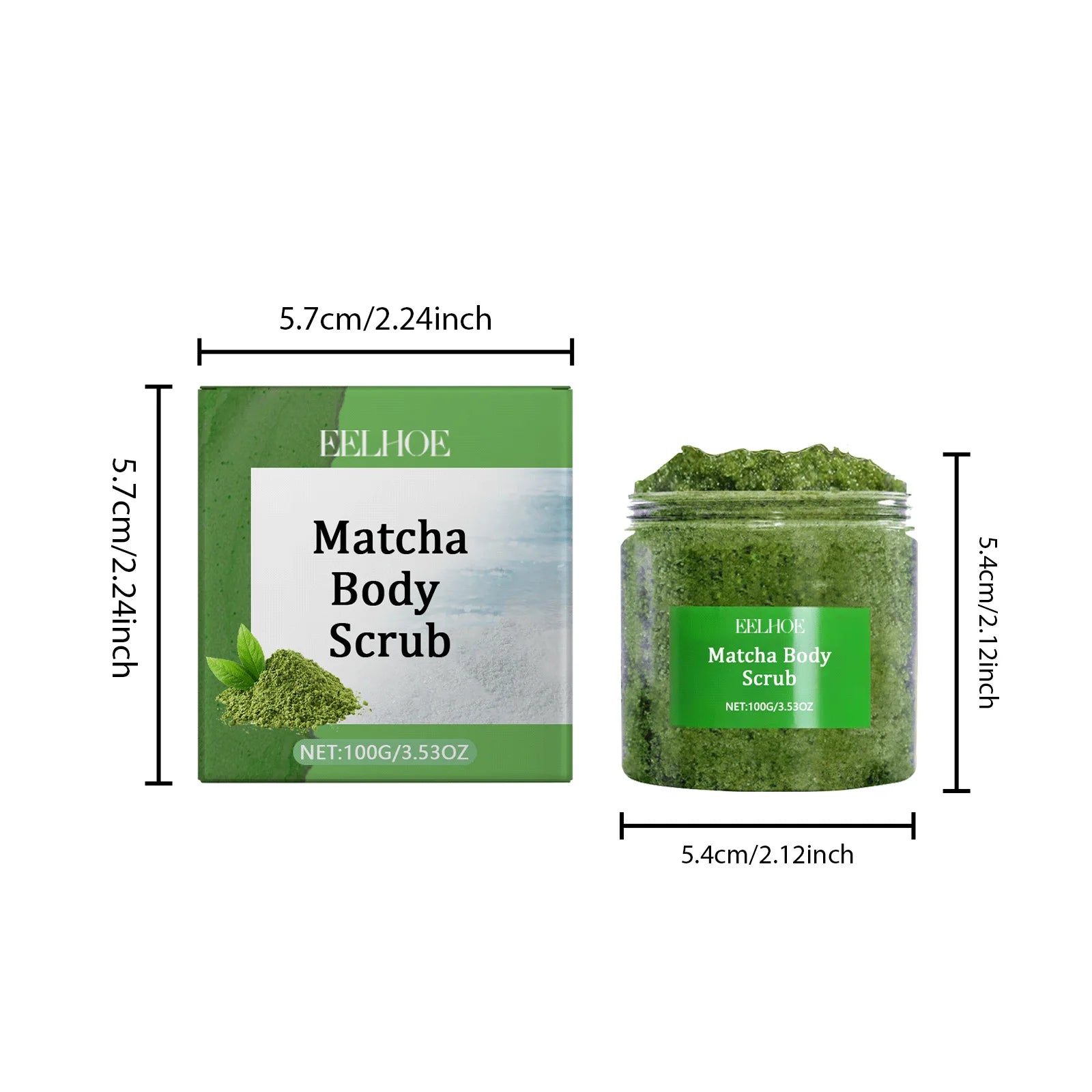 Matcha Sea Salt Body Scrub | Moisturizing Natural Exfoliant Scrubs Treatments 1PCS Tidesmit