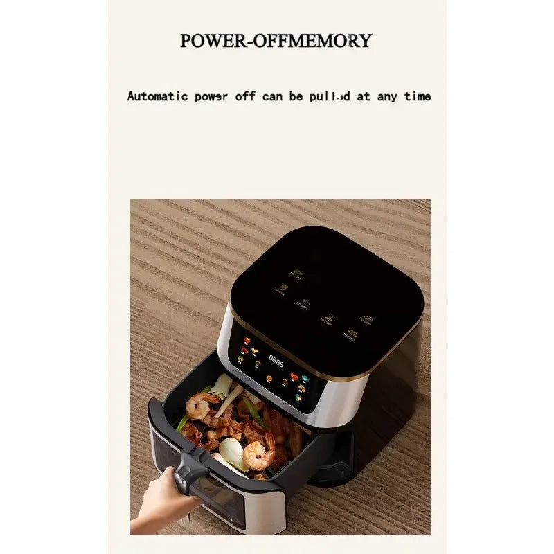 Household 8L Silver Crest Air Fryer 8L Stainless Steel Square Steam Oven with Digital Control
