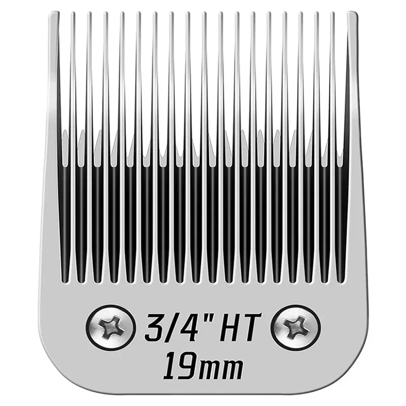 3/4" HT detachable ceramic pet clipper blade, 19mm, compatible with Andis, Oster, and Wahl for precision dog grooming.