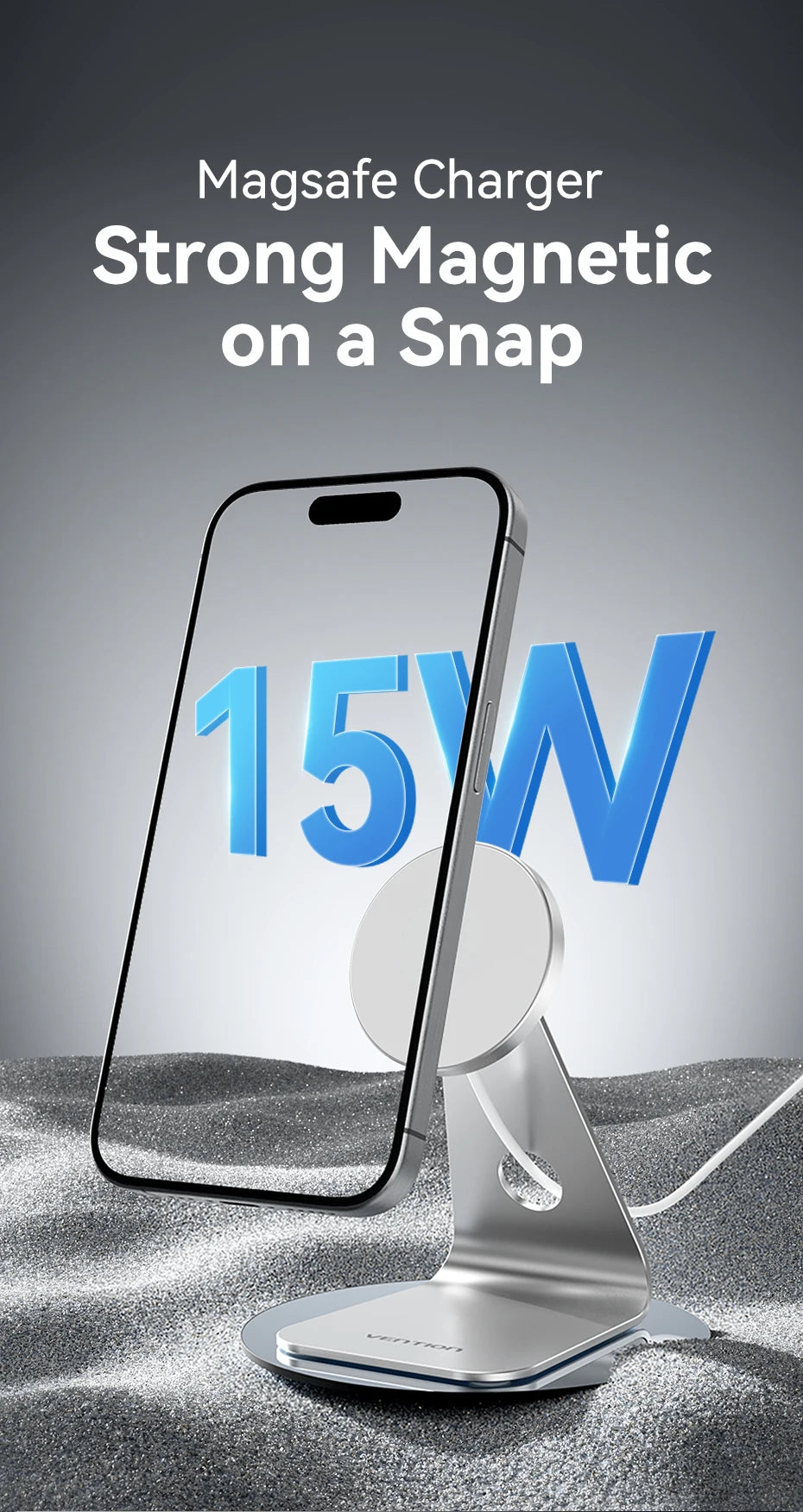 Vention Desktop 15W Magnetic Phone Wireless Charger with 1M Cable For Magsafe iPhone 15 14 13 12 Fast Charging Station Dock