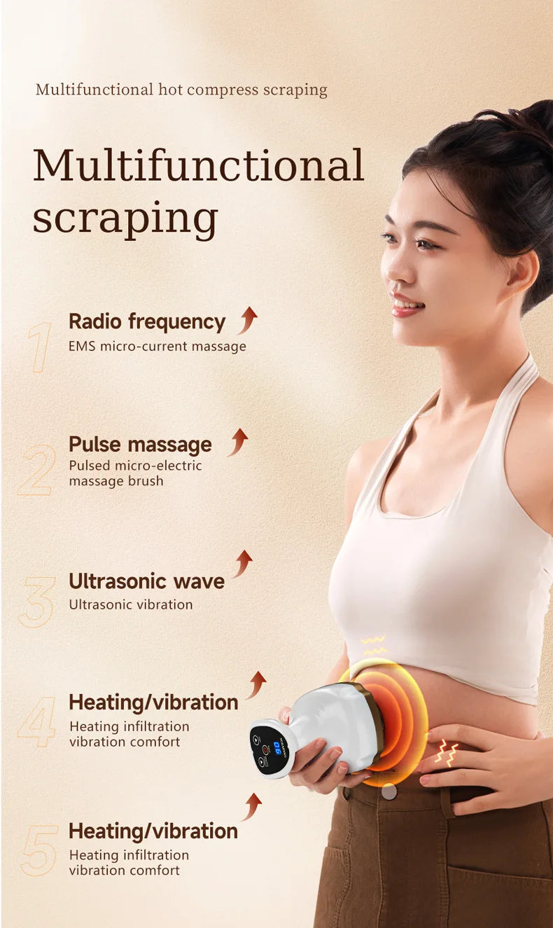 Electric Gua Sha Massager: Heated Cupping Therapy Tool for Home Spa Relaxation Treatment Tidesmit