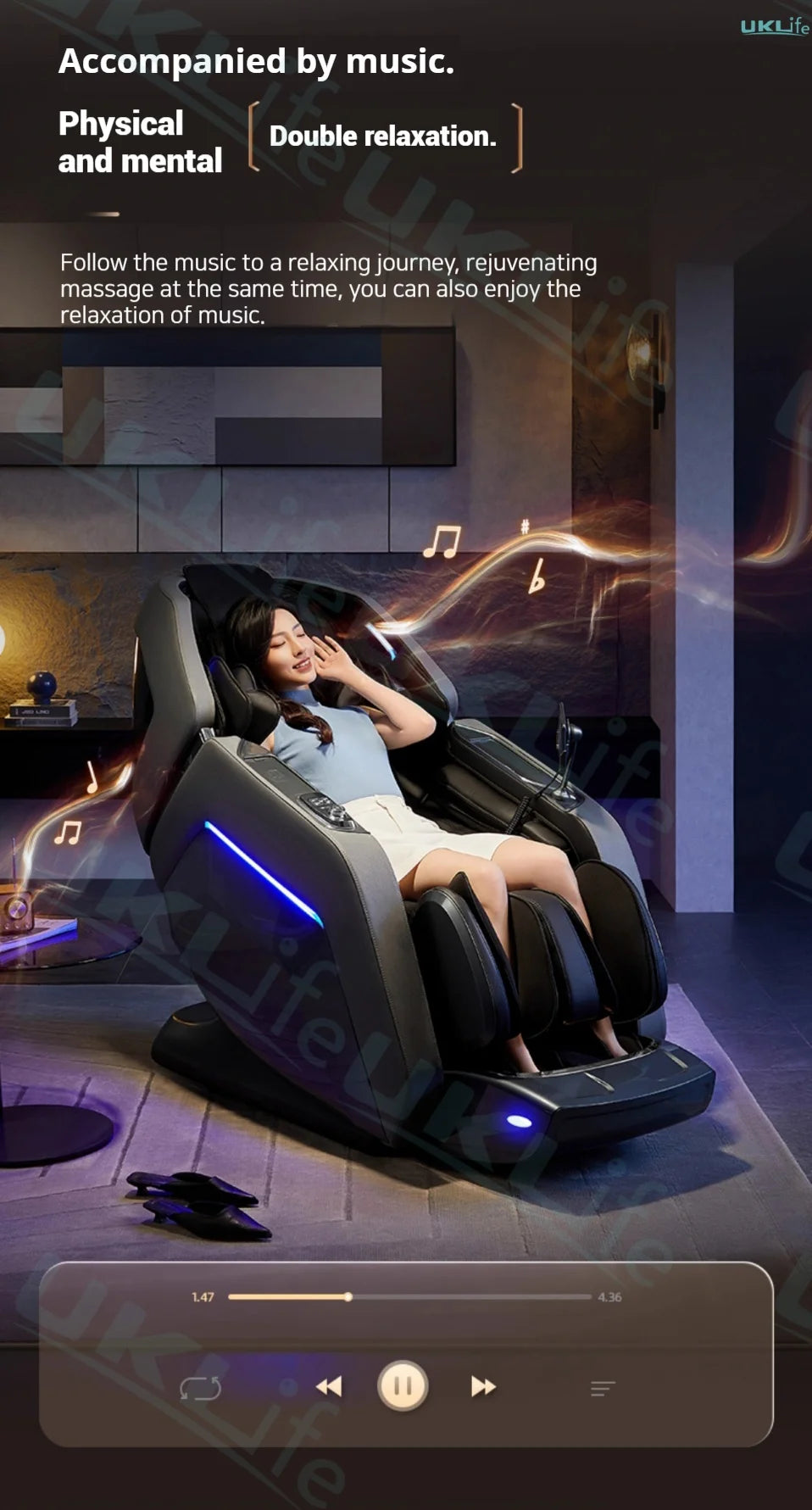 Tidesmit 4D Dual Core Full Body Massage Chair with Zero Gravity Relief Body Shaping Massage Equipment Tidesmit