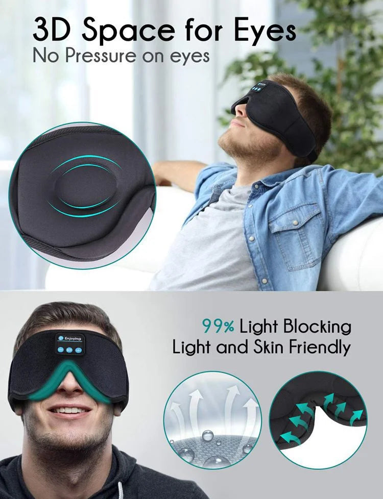 Sleeping Headphones Eye Mask - Bluetooth Wireless Sleep Mask for Travel Tidesmit