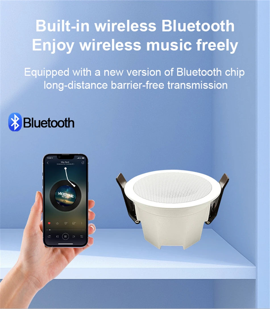 2 Inch Mini Bluetooth Ceiling Speakers Home Audio Audience Stereo Sound System Indoor Music Flush Mount Speakers Kitchen Bedroom