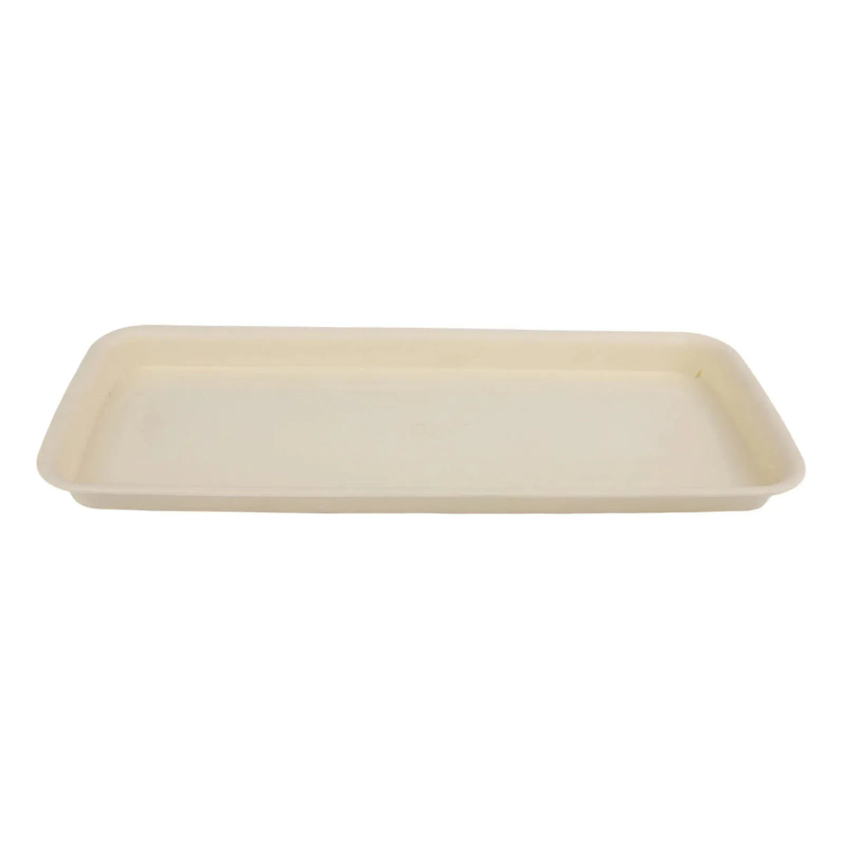 Rectangular plastic water tray, pale beige with smooth shallow basin