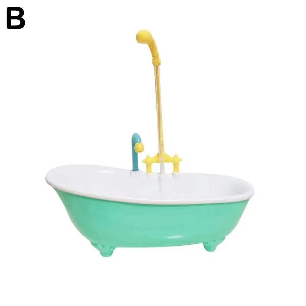 Automatic parrot bathtub in mint green plastic with shower head for easy bird grooming and bathing cage accessory.