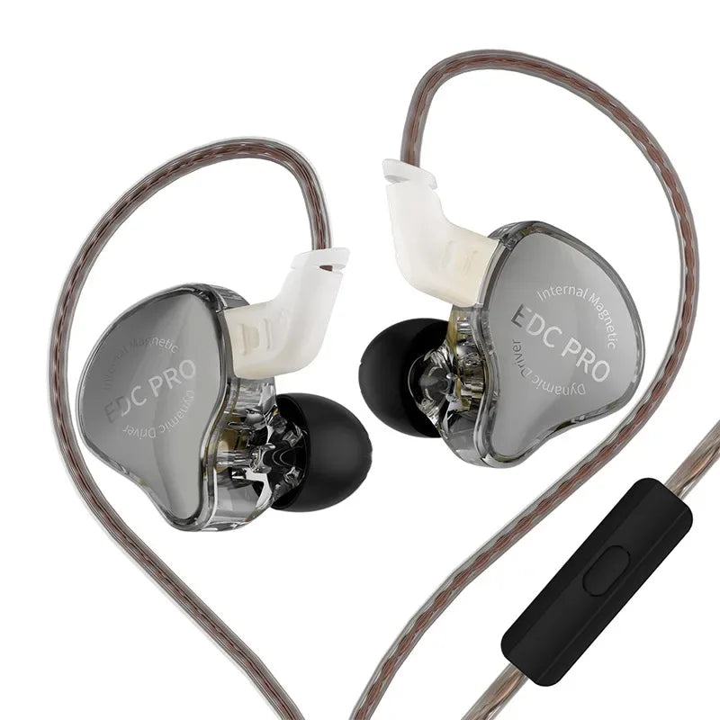 Wired In-Ear Monitors Dynamic Driver Detachable Cable by Tidesmit Black MIC Tidesmit
