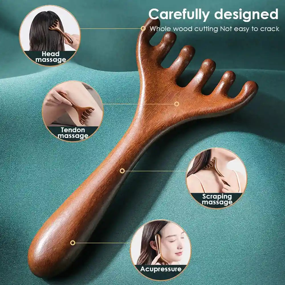Sandalwood Facial Meridian Comb for Lymphatic Drainage | Tidesmit Massage Roller Tidesmit