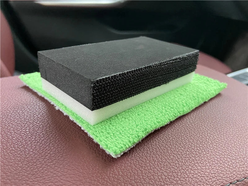 Lucullan Portable Ceramic Coating Applicators Thick Cloth+ Foam Block with Double Side Hook and Loop