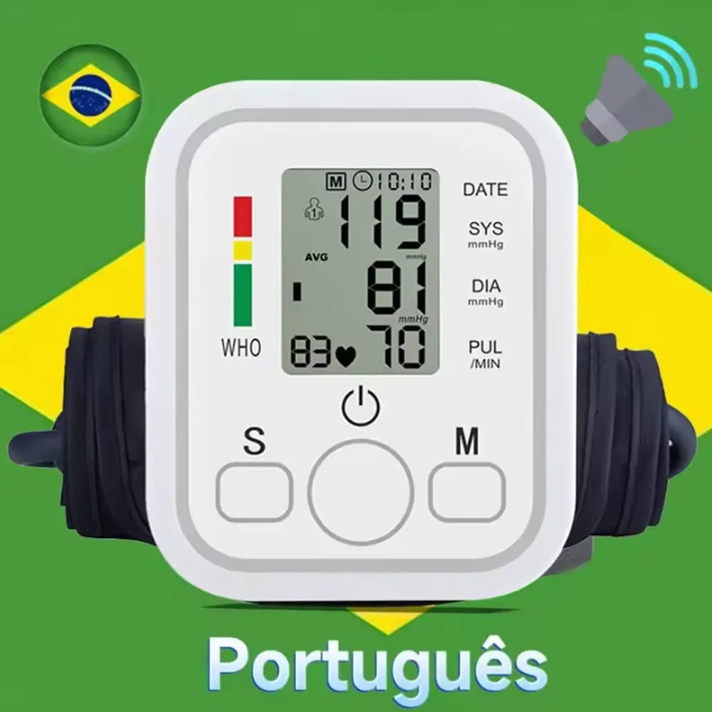 Arm Blood Pressure Monitor Portable Tonometer Digital Tensiometer Heart Rate Monitor BP Equipment Automatic Professional Medical