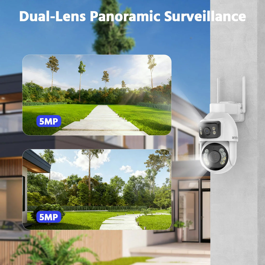 ANNKE 3 Inch PTZ Dual-Lens Security Camera, 5+5MP Dual-View on One Screen, 12X Optical Zoom, AI Human Tracking, Smart Dual-Light Full-Color Night Vision, Two-Way Audio, Siren Alarm, Alexa/Google Home Compatible