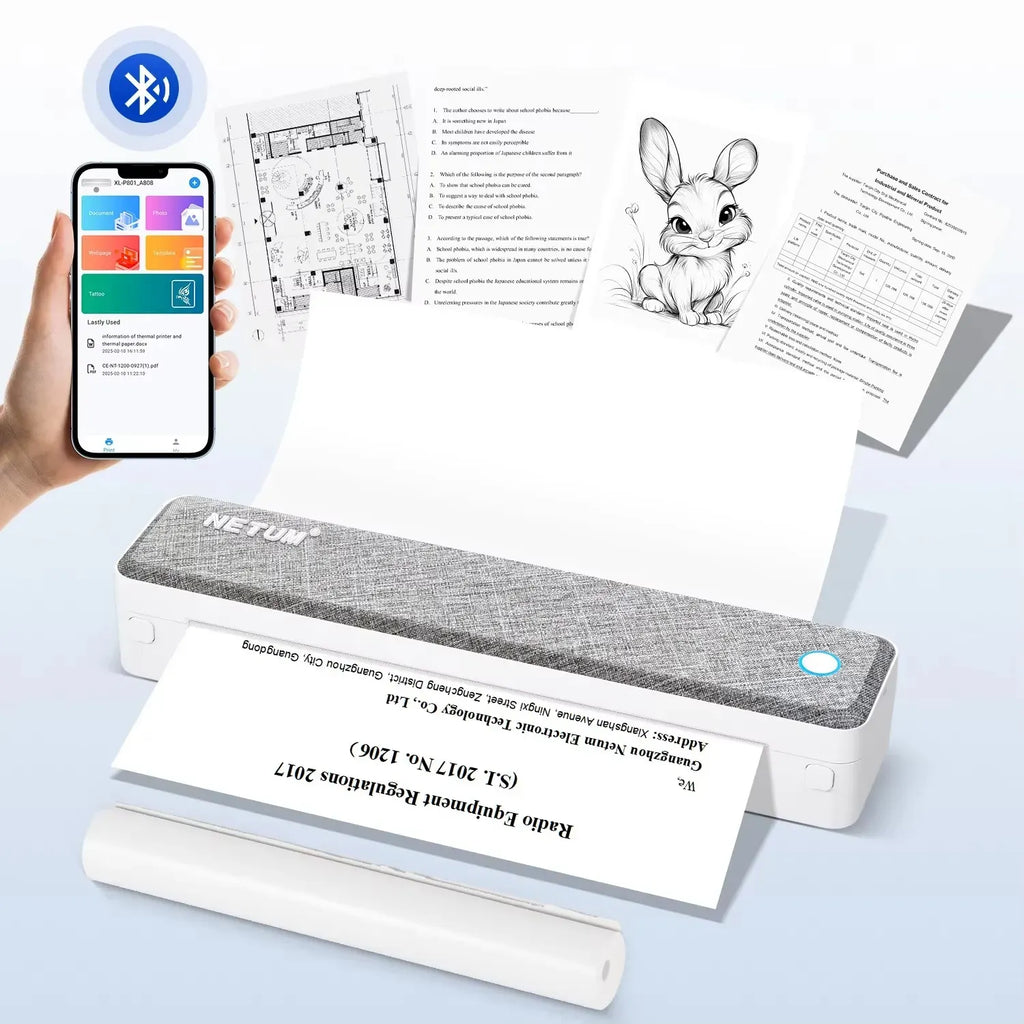 Desktop A4 Bluetooth  Printer Thermal Barcode Label Printer Printing for Business Travel  Printing