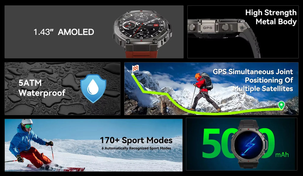 YLL-Dm58 Android Smart Watch AMOLED Screen for Answer Calls GPS Altitude Barometric Compass 5ATM Waterproof NFC Sleep