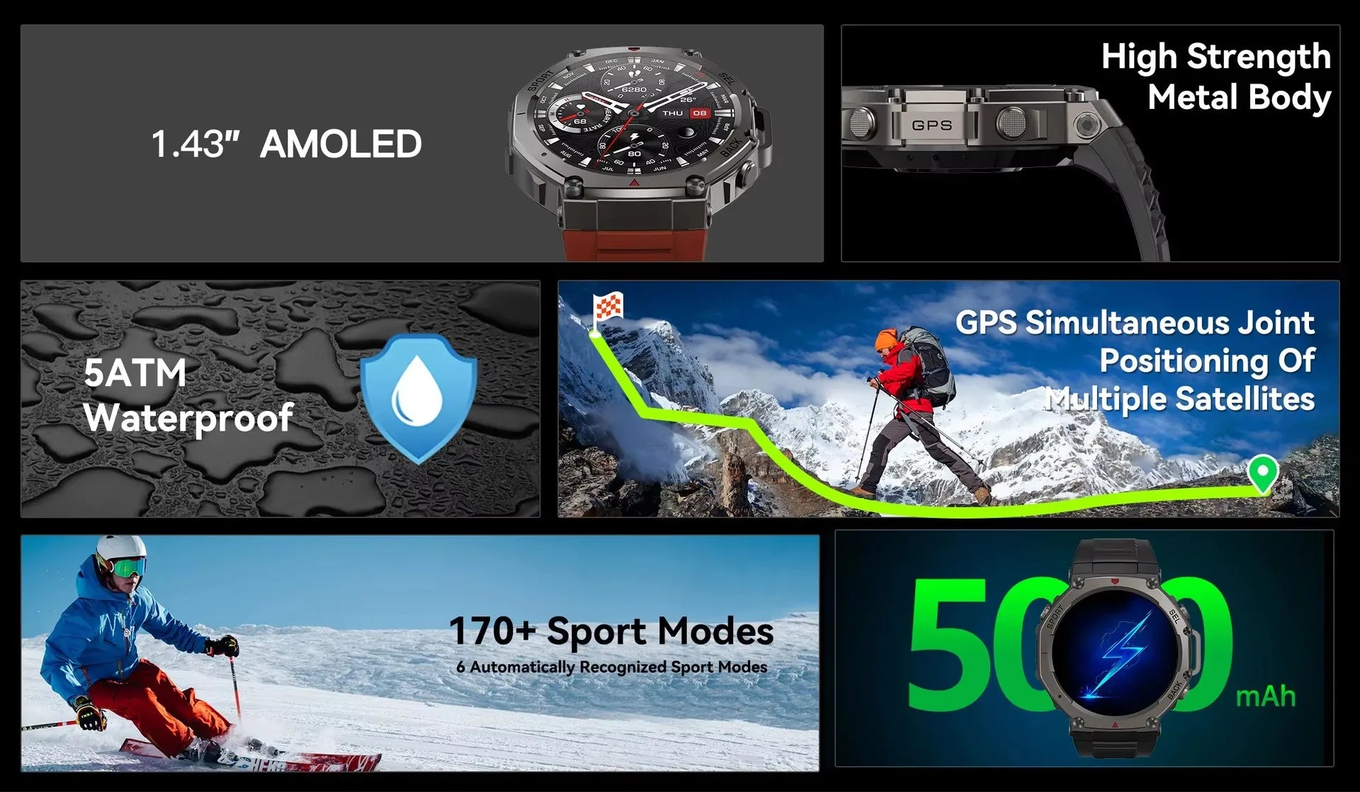 YLL-Dm58 Android Smart Watch AMOLED Screen for Answer Calls GPS Altitude Barometric Compass 5ATM Waterproof NFC Sleep