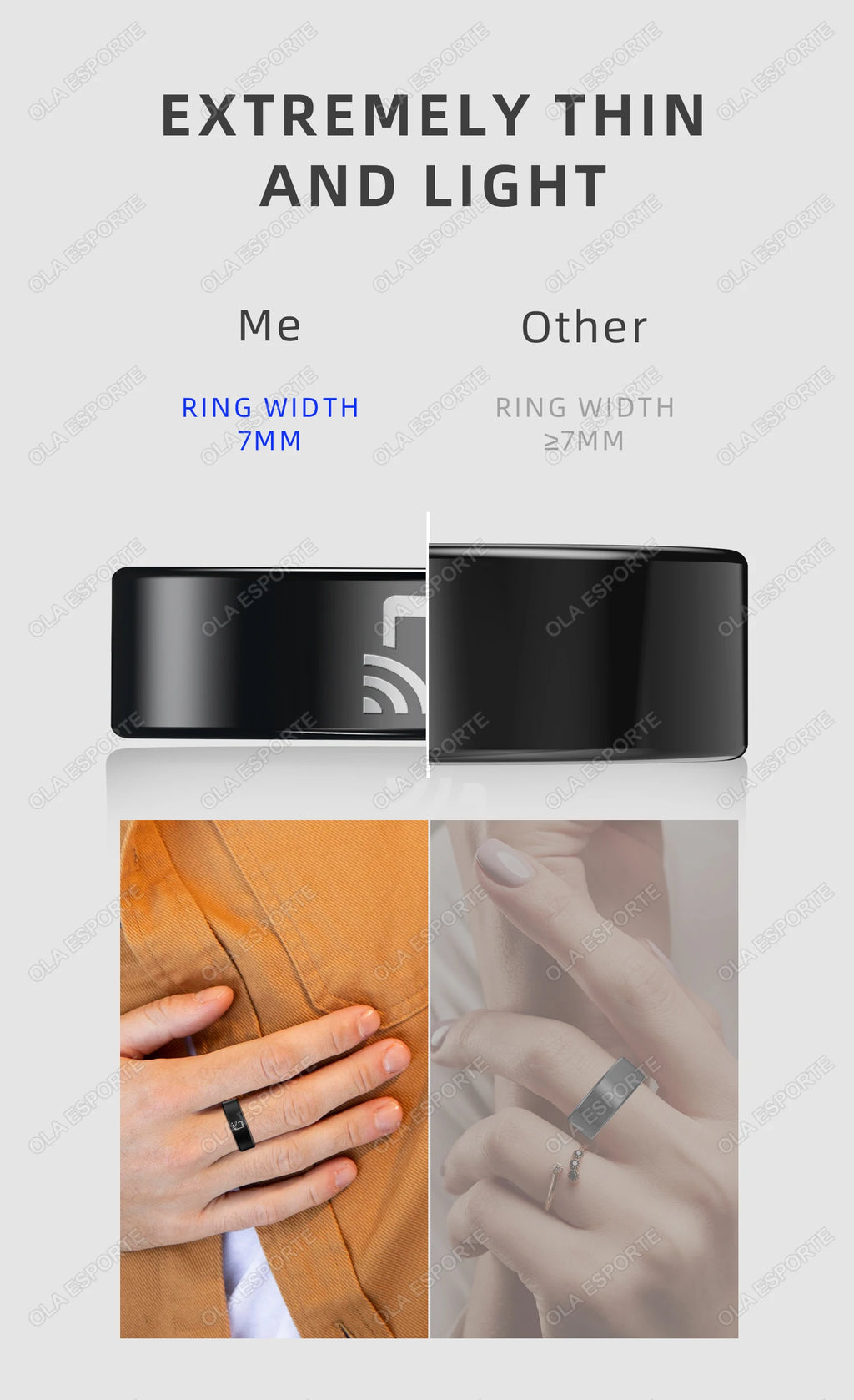 Tidesmit Smart Health Ring: NFC Fitness Tracker & Heart Rate Monitor Tidesmit