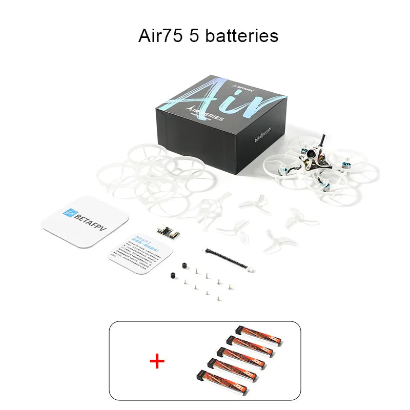 BETAFPV Air75 Brushless Whoop Drone | Lightweight FPV Performance Air75 5 batteries Tidesmit