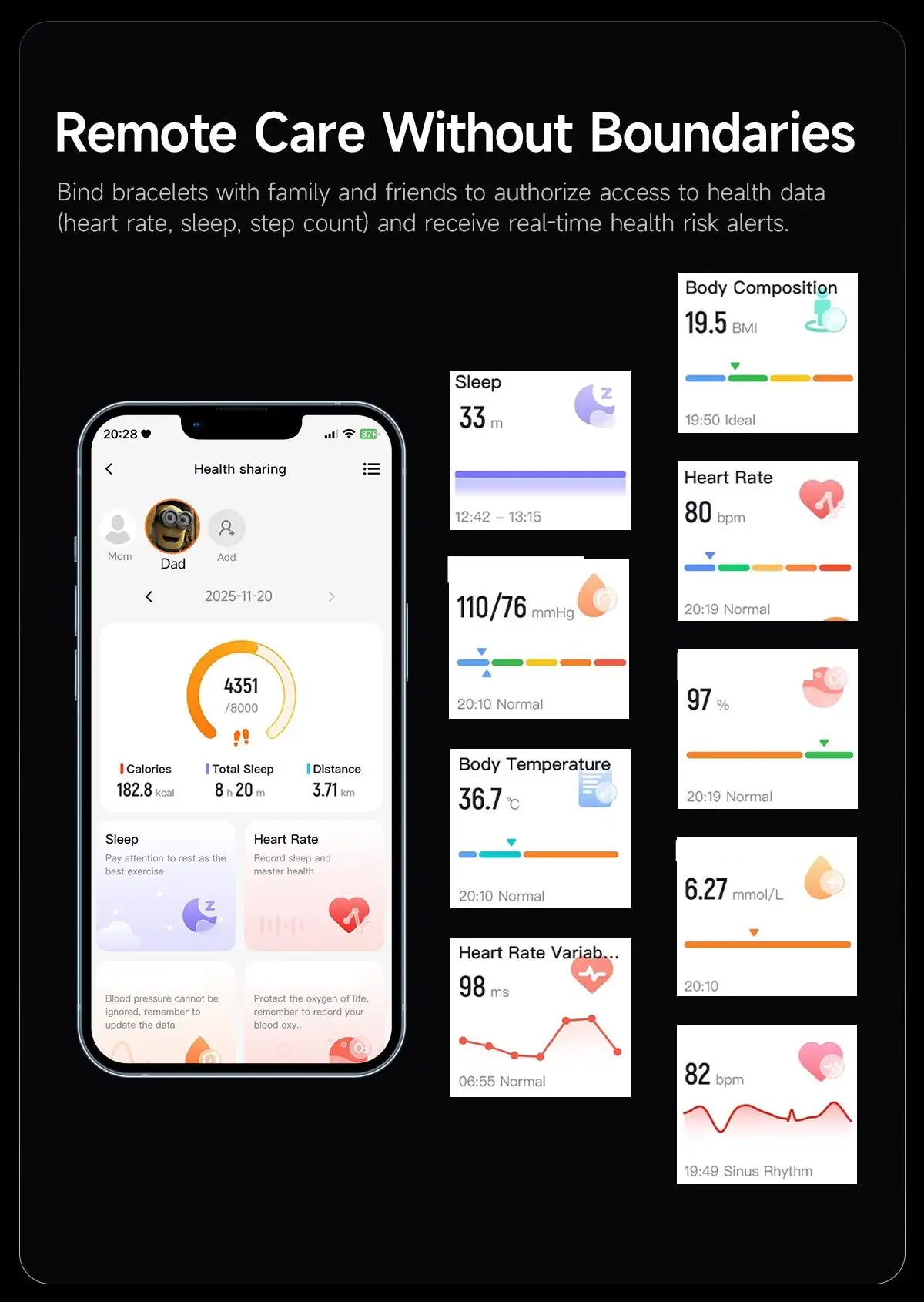 Best E900 Screenless Smart Bracelet for Women  IP68 Waterproof Heart Rate Sleep Health Monitoring Menstrual Tracking Smartwatch