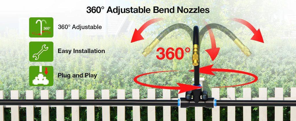 30M60M DIY Free Bending Universal Sprayer Kit 6mm Hose Patio Misting Cooling System for Garden Plant Fogging Watering Irrigation