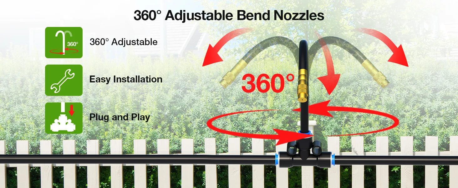 30M60M DIY Free Bending Universal Sprayer Kit 6mm Hose Patio Misting Cooling System for Garden Plant Fogging Watering Irrigation