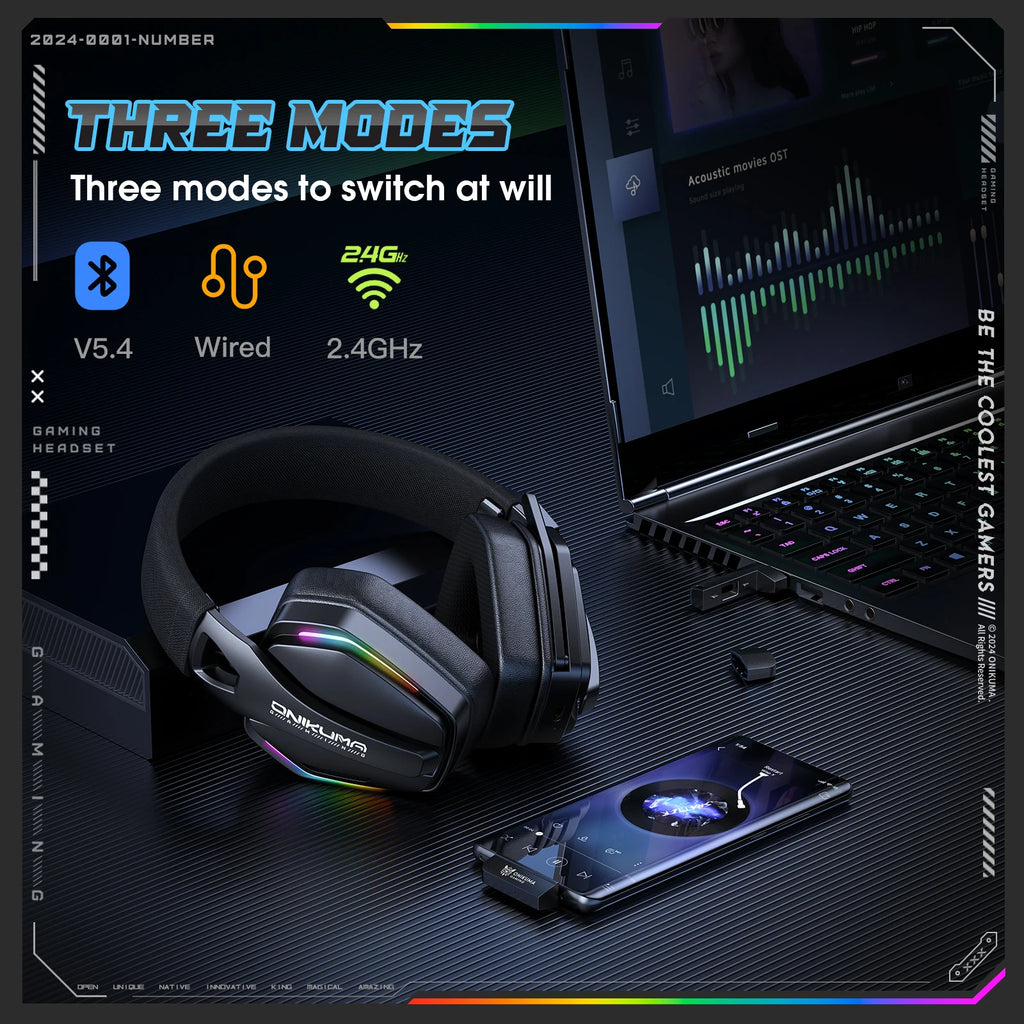 Tidesmit GT826 Wireless Over-Ear Gaming Headphones with Bluetooth 5.3 Tidesmit
