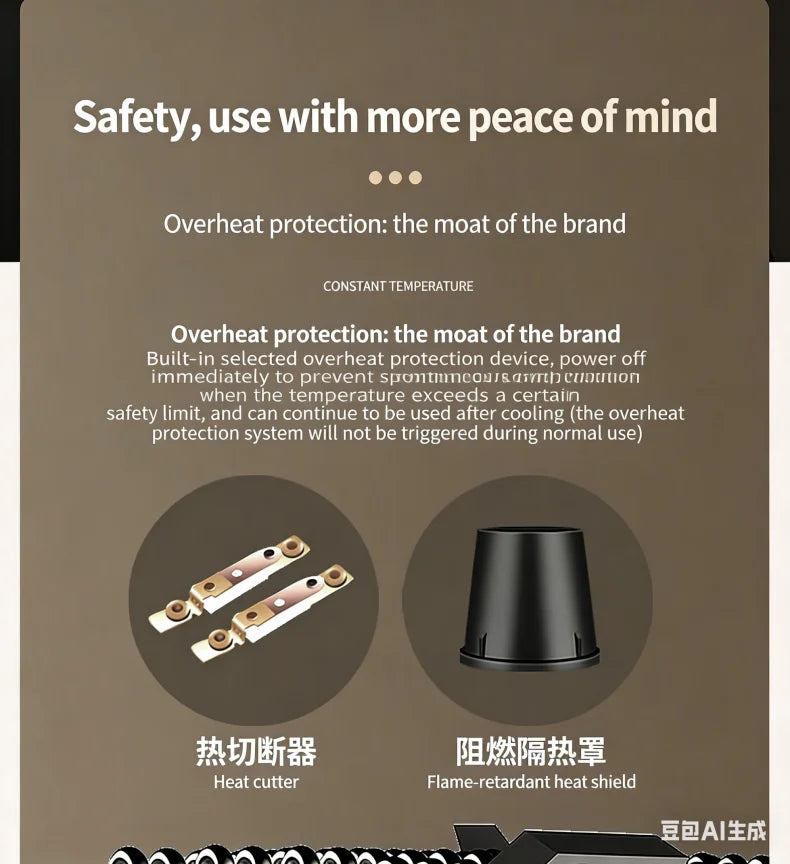 1800W wall-mounted hair dryer with heat-cutter safety, flame-retardant heat shield, and overheat protection for bathroom.