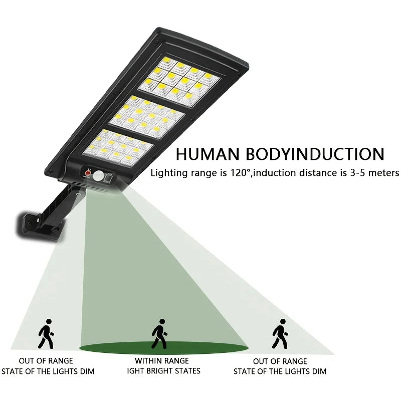 6000K Brightness Solar LED Street Light with 666 Lamp Beads, Built-In Infrared Sensor for Automatic Lighting. Solar-Powered with Zero Electricity Cost, Ideal for Garage And Street Lighting