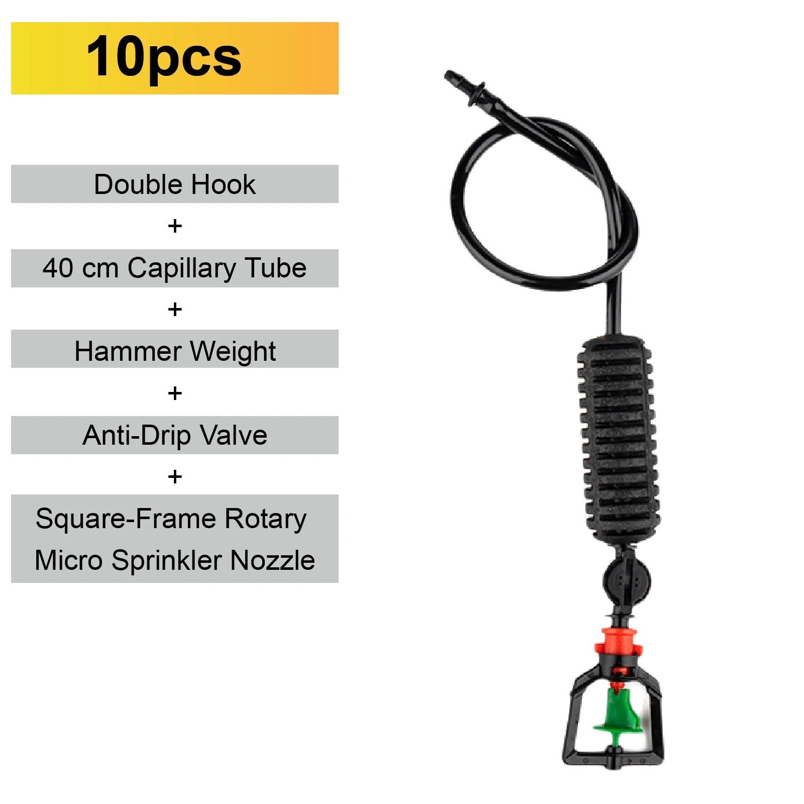 Inverted micro sprinkler nozzle set with square-frame rotary nozzle and green base