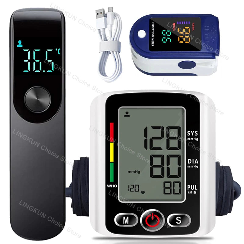 Blood Pressure Monitor Heart rate Meter Large Cuff Sphygmomanometer Health Care Portable Tonometer Digital LCD arm tensiometers