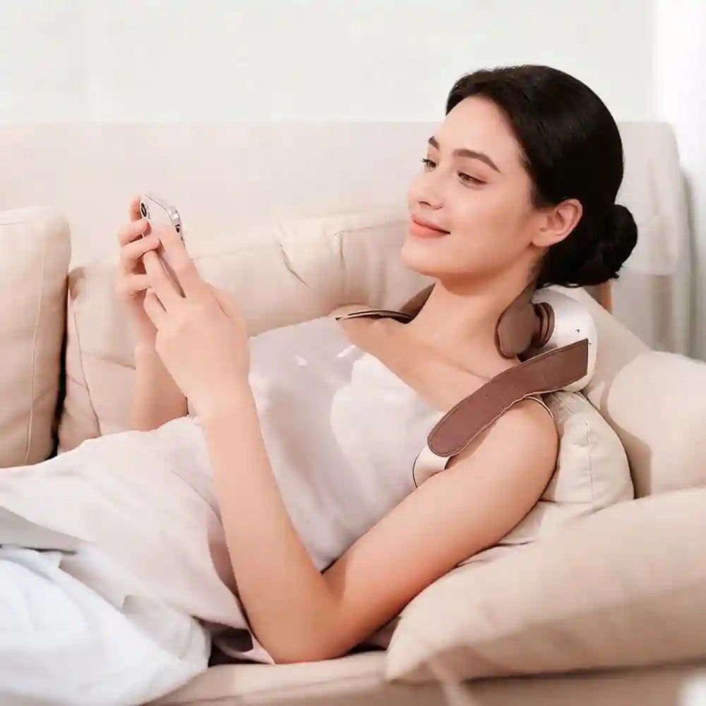 4D Electric Neck and Shoulder Massager with Heat Therapy - White Back Massage Instrument Tidesmit
