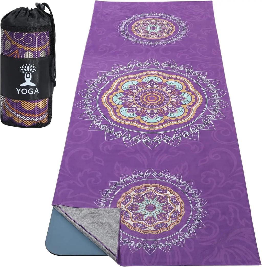 MoKo Yoga Towel Non Slip Hot Yoga Mat Yoga Blanket Printing Pattern Quick Dry with Corner Pocket for Bikram Pilates Gym Workout