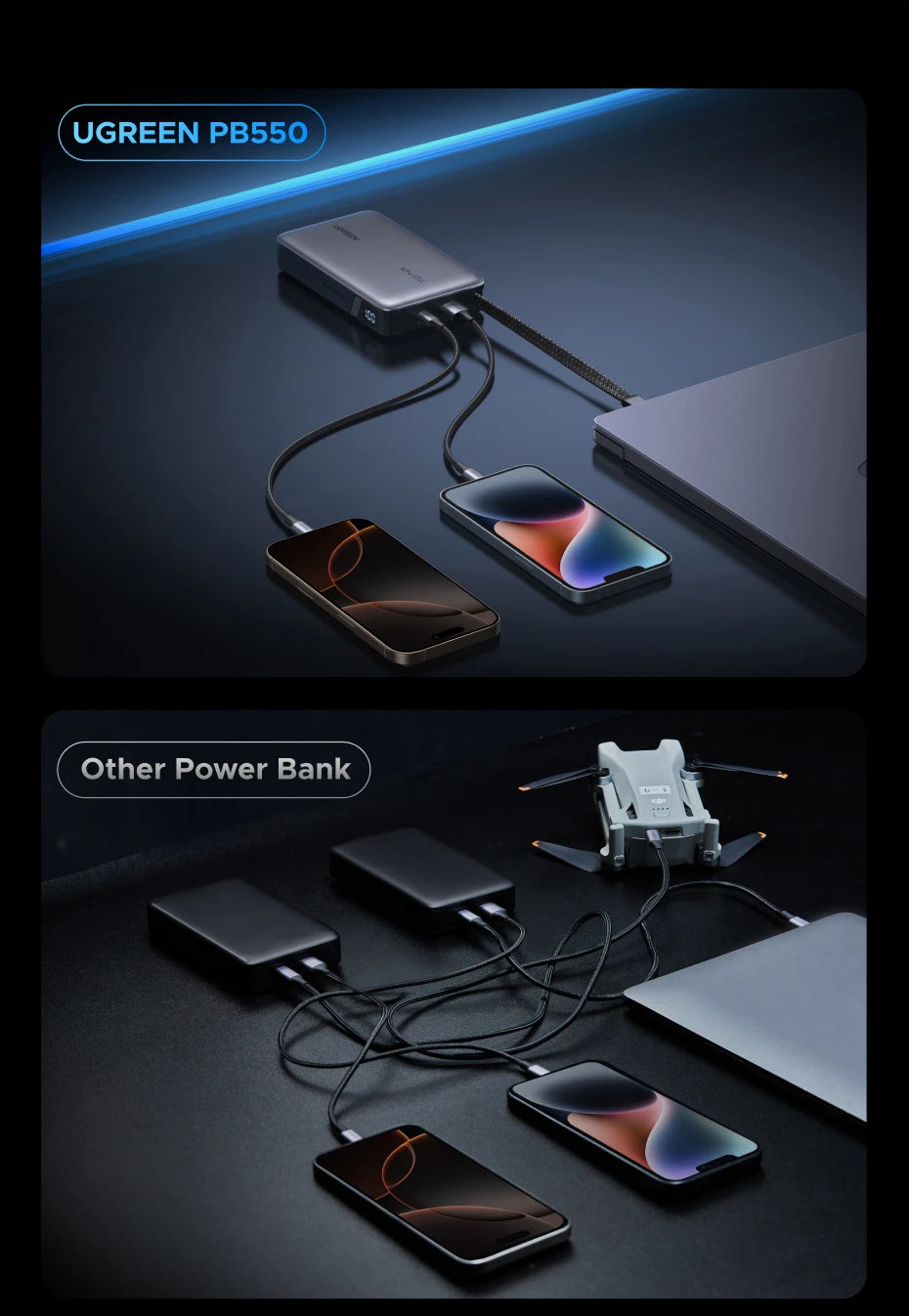 20000mAh Power Bank 67W Fast Charging Portable Charger with Built-in Cable Tidesmit
