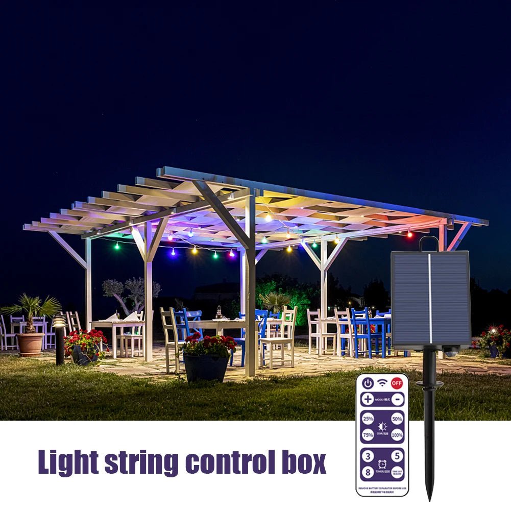 Solar Battery Box LED String Lamp Solar Panel Controller with Remote Garden Street Path Camping Light Decoration
